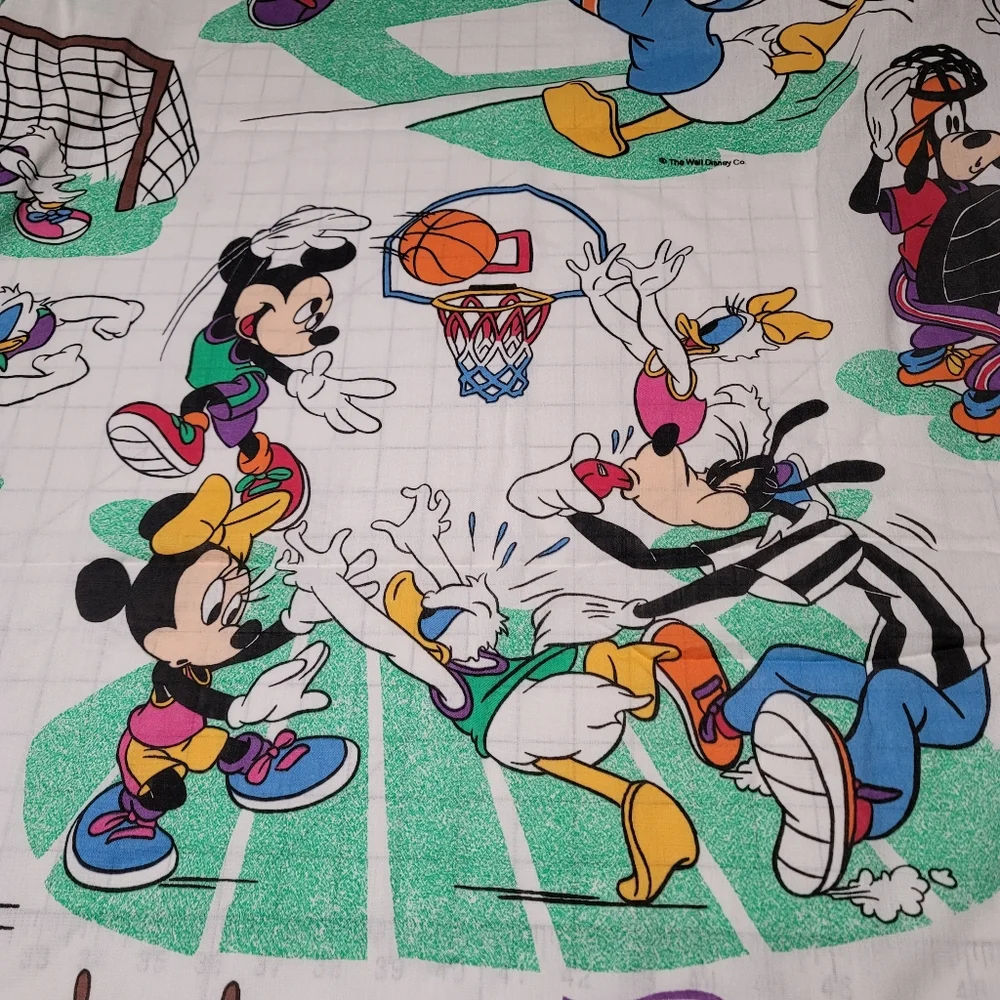 Vintage 1980's Disney Mickey Sports Twin Flat and‎ Fitted Sheets |Mickey Mouse